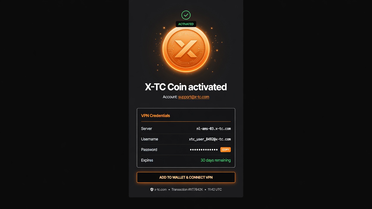 Buy X-TC Coin - instant professional access